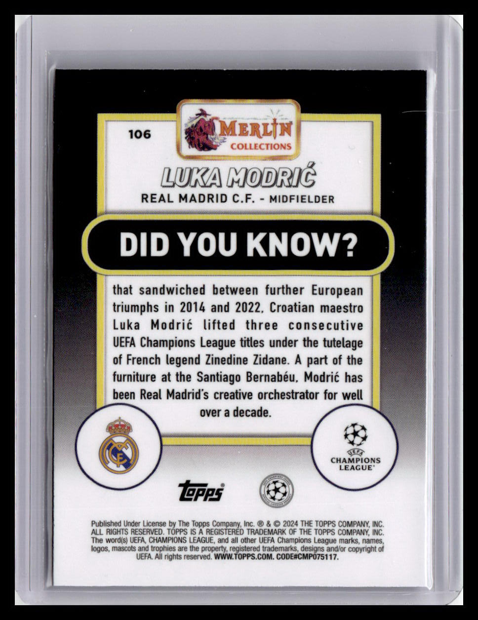 2023-24 Merlin UEFA Club Competitions #106 Luka Modric