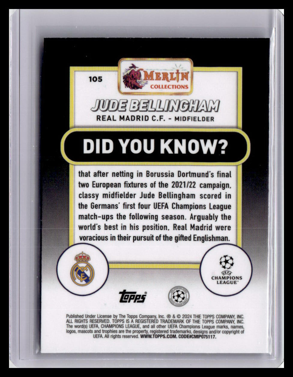 2023-24 Merlin UEFA Club Competitions #105 Jude Bellingham