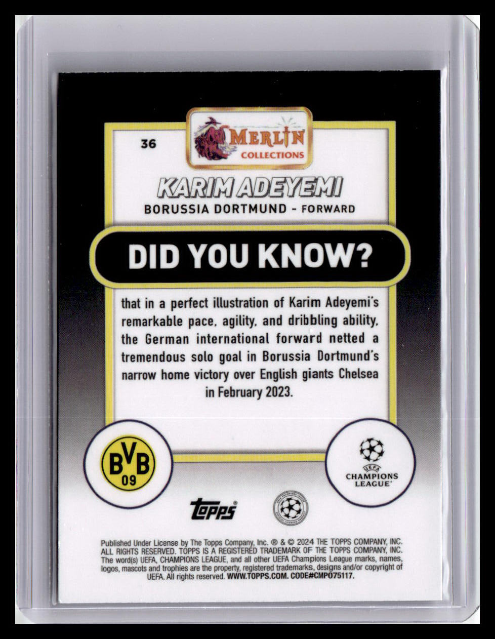 2023-24 Merlin UEFA Club Competitions #36 Karim Adeyemi