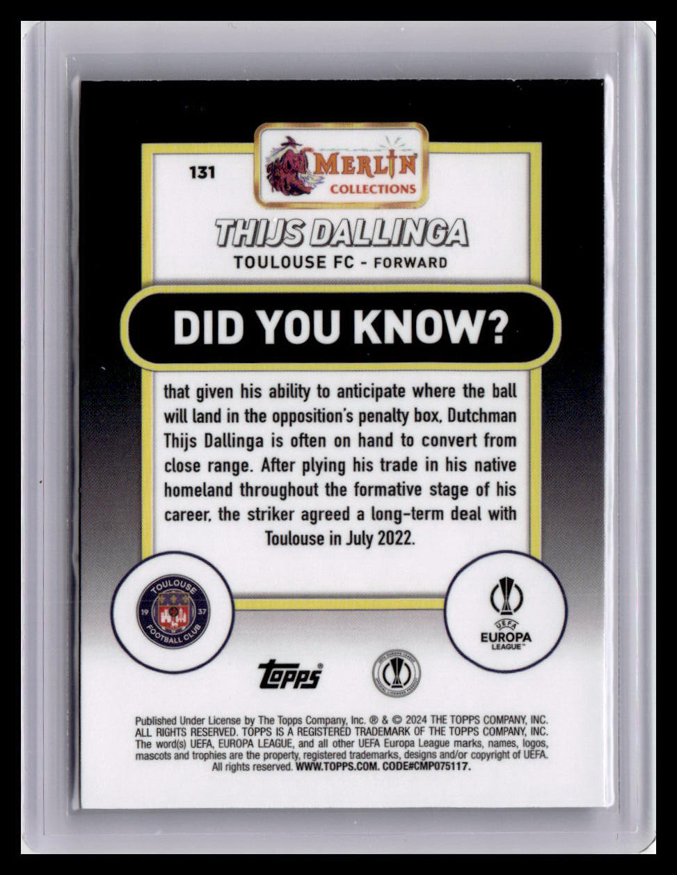 2023-24 Merlin UEFA Club Competitions #131 Thijs Dallinga