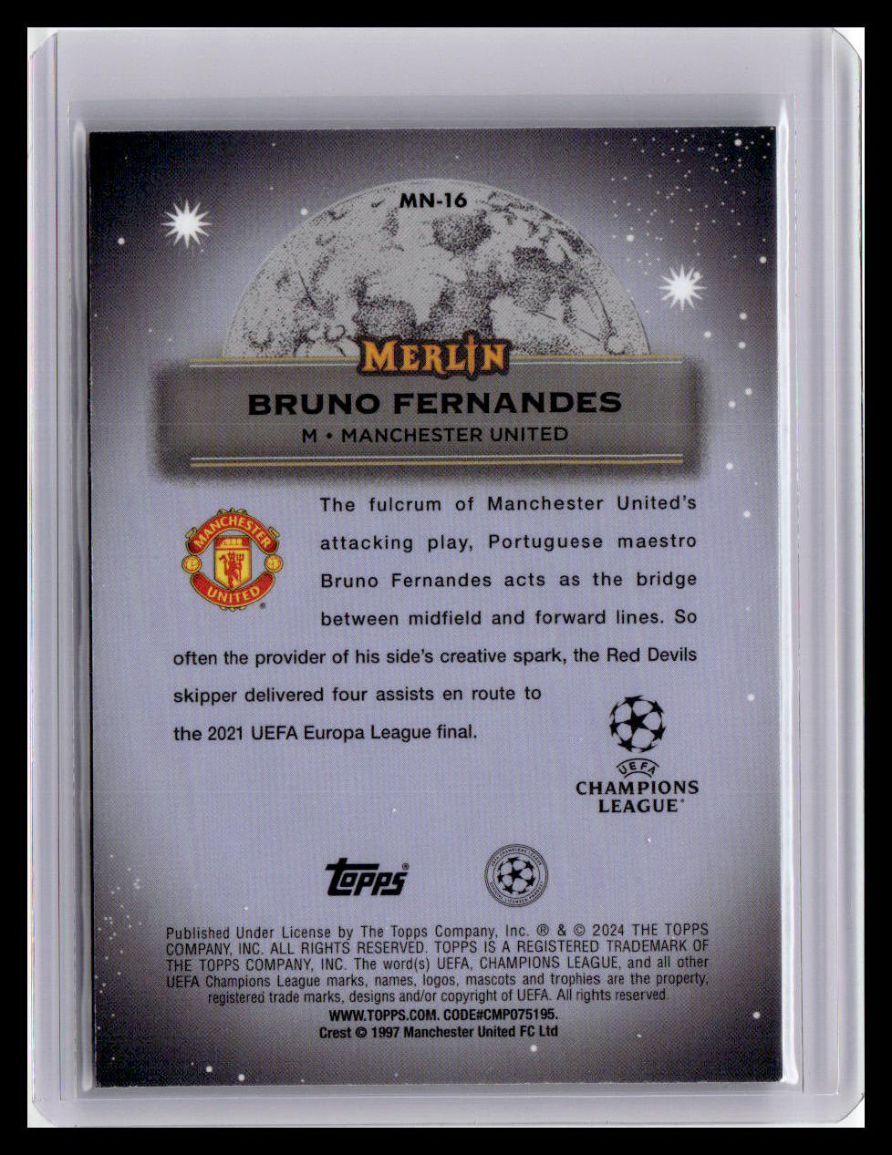2023-24 Merlin UEFA Club Competitions #MN-16 Bruno Fernandes Mystic Nights