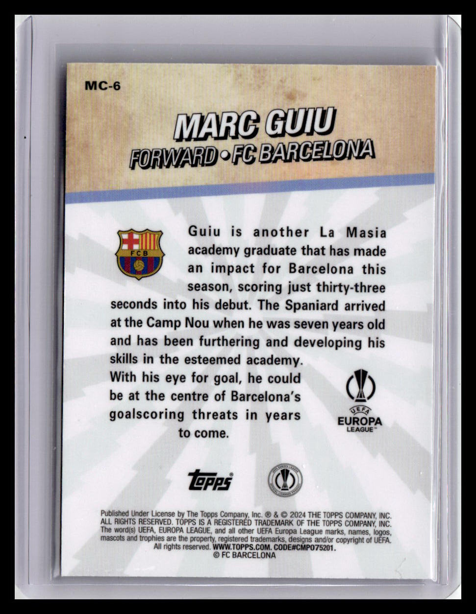 2023-24 Merlin UEFA Club Comp #MC-6 Marc Guiu Merlin's Chosen One
