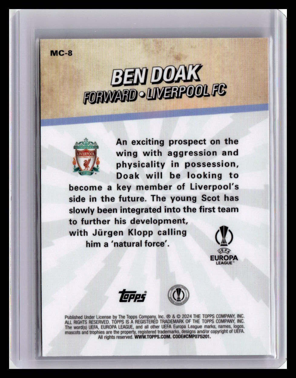 2023-24 Merlin UEFA Club Compe #MC-8 Ben Doak Merlin's Chosen One