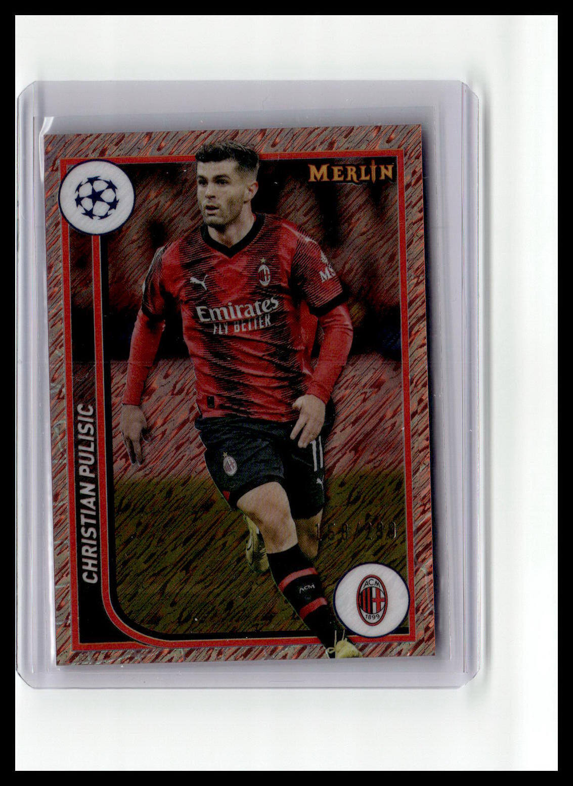 2023-24 Merlin UEFA Club Comp #2 Christian Pulisic Rose Gold Shimmer Refractor