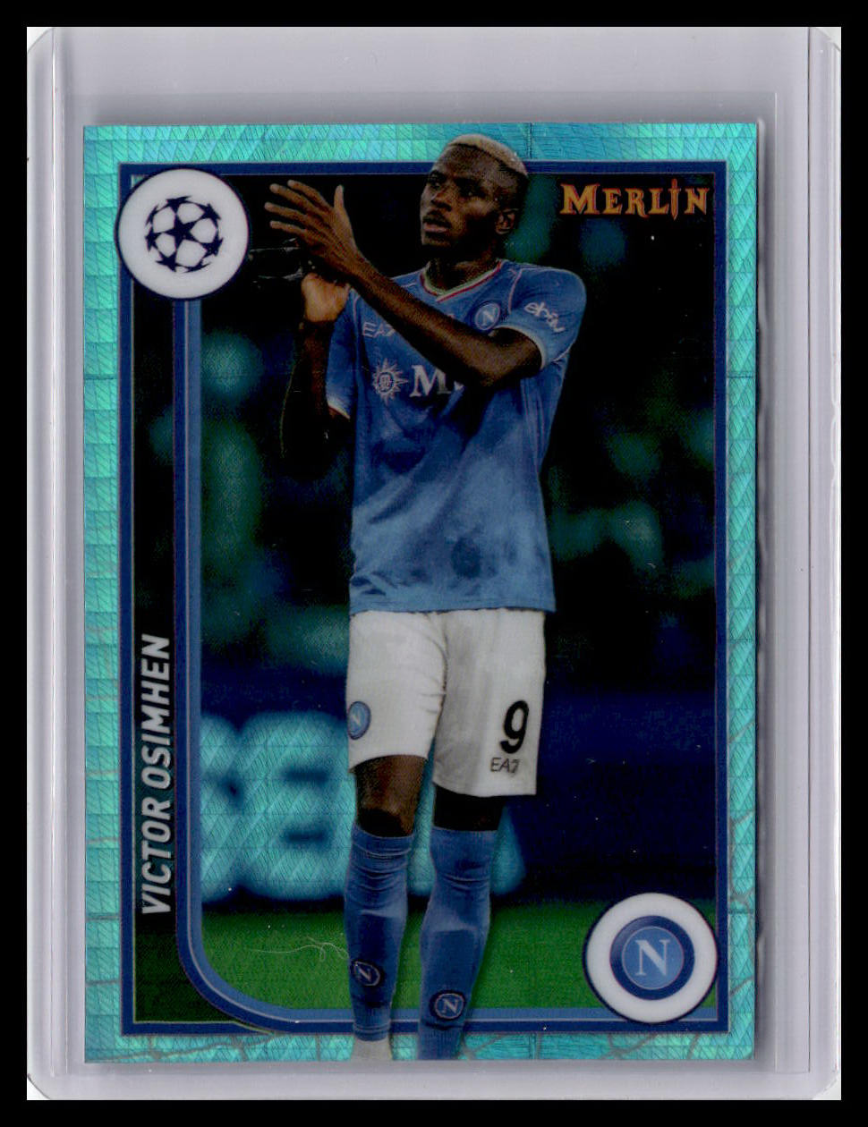 2023-24 Merlin UEFA Club Competitions #124 Victor Osimhen Aqua Prism Refractor