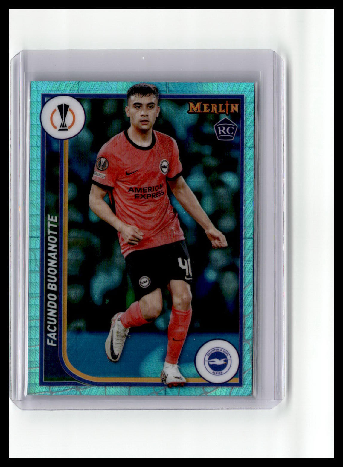 2023-24 Merlin UEFA Club Comp #30 Facundo Buonanotte RC Aqua Prism Refractor