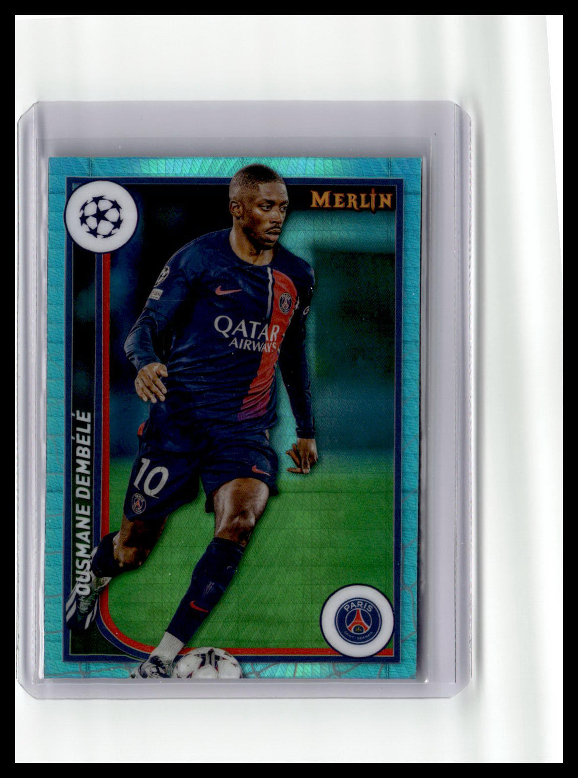 2023-24 Merlin UEFA Club Competitions #94 Ousmane Dembélé Aqua Prism Refractor