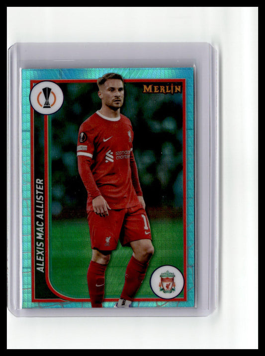 2023-24 Merlin UEFA Club Comp #72 Alexis Mac Allister Aqua Prism Refractor