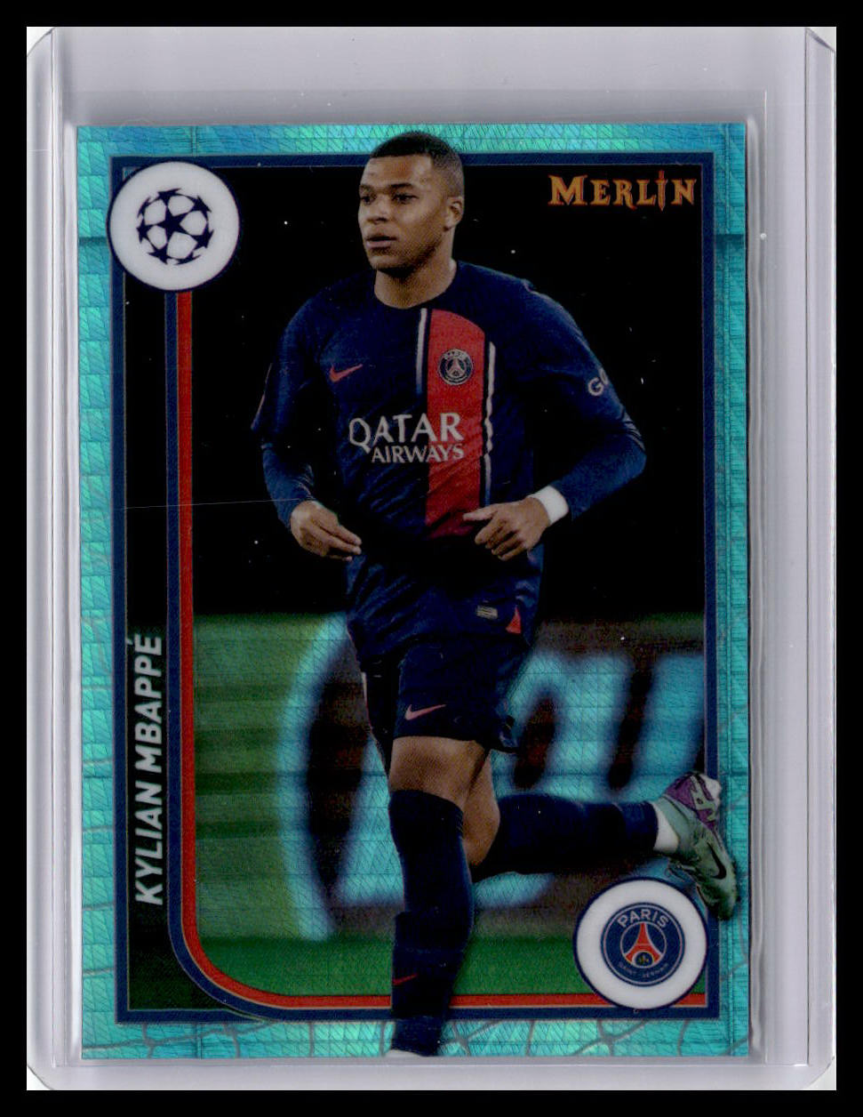 2023-24 Merlin UEFA Club Competitions #92 Kylian Mbappé Aqua Prizm