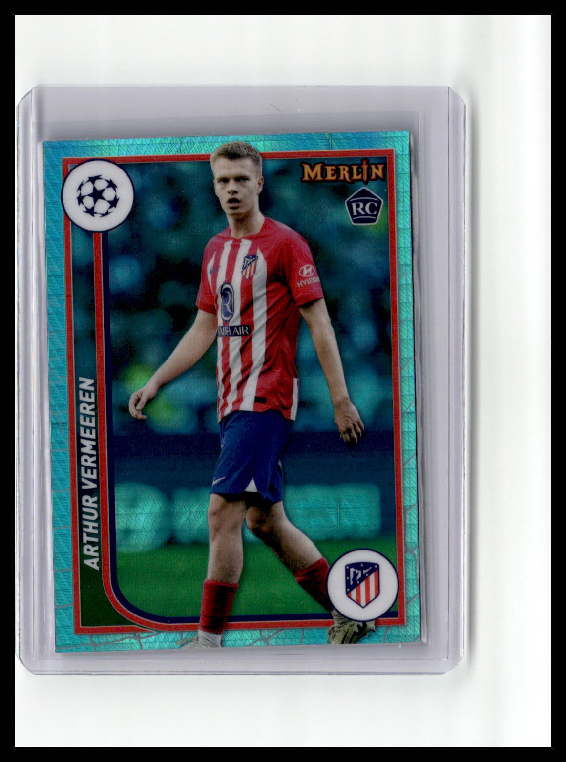 2023-24 Merlin UEFA Club Competitions #112 Arthur Vermeeren (RC) Aqua Prizm