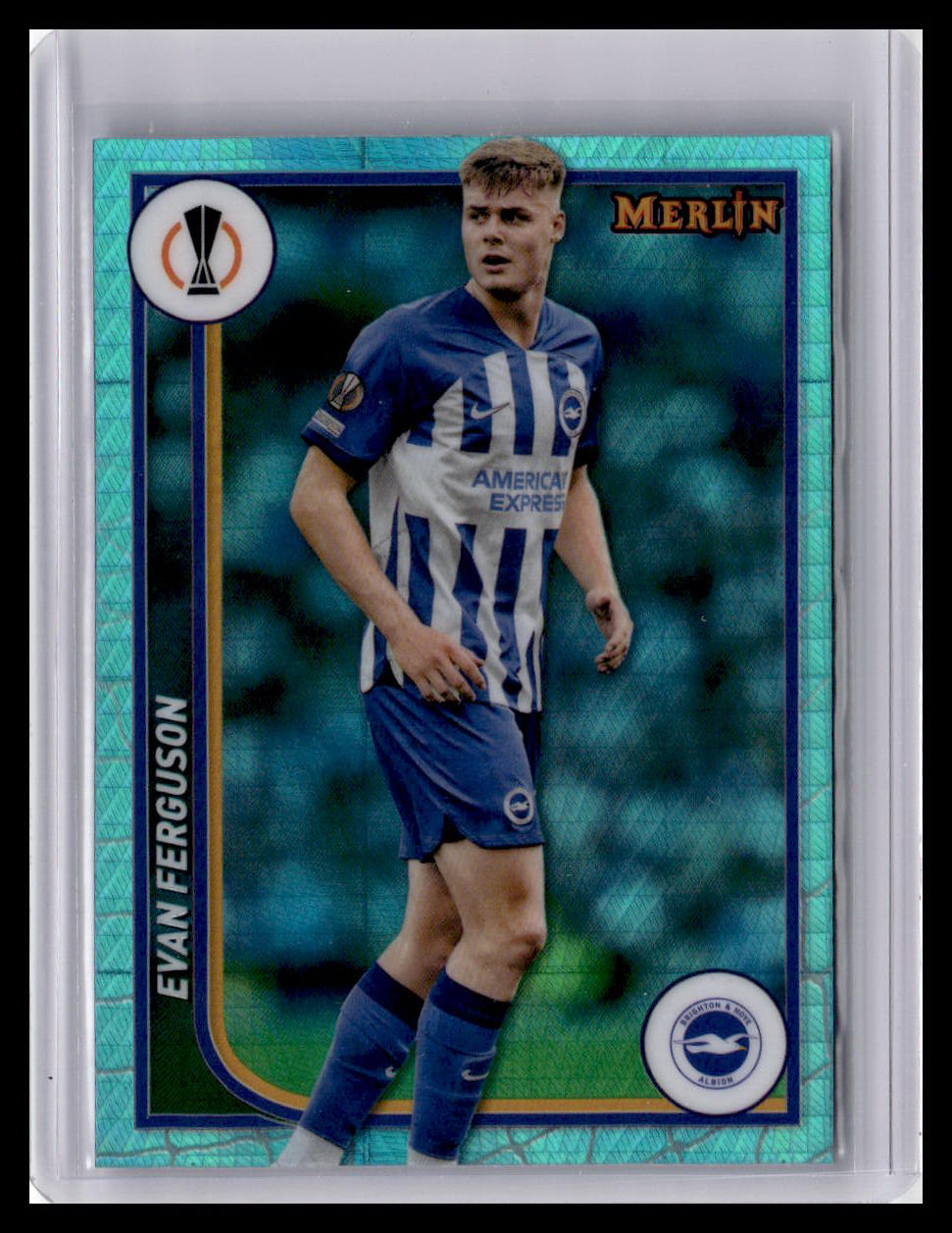 2023-24 Merlin UEFA Club Competitions #32 Evan Ferguson Aqua Prism Refractor
