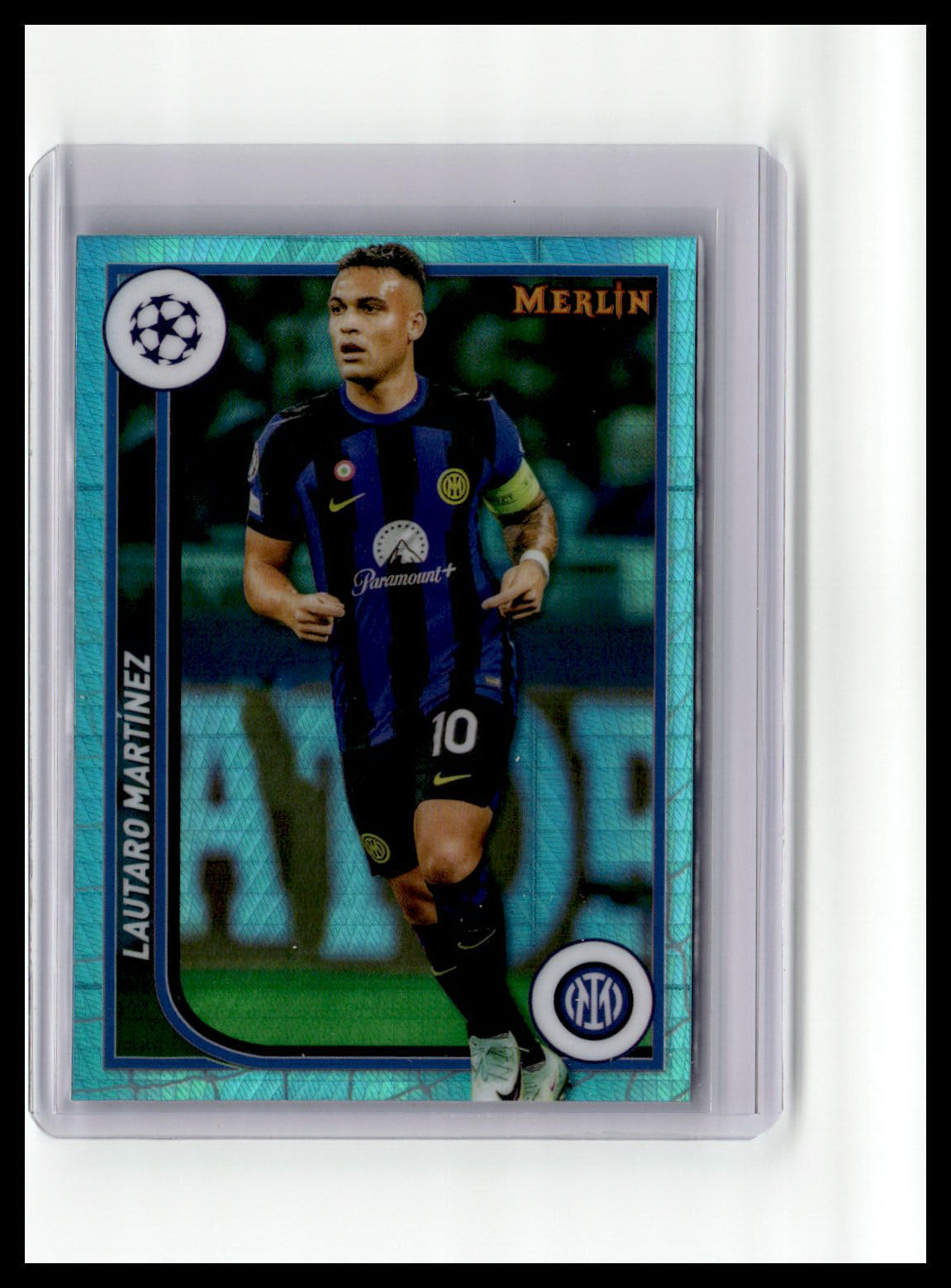 2023-24 Merlin UEFA Club Competitions #48 Lautaro Martínez Aqua Prism Refractor
