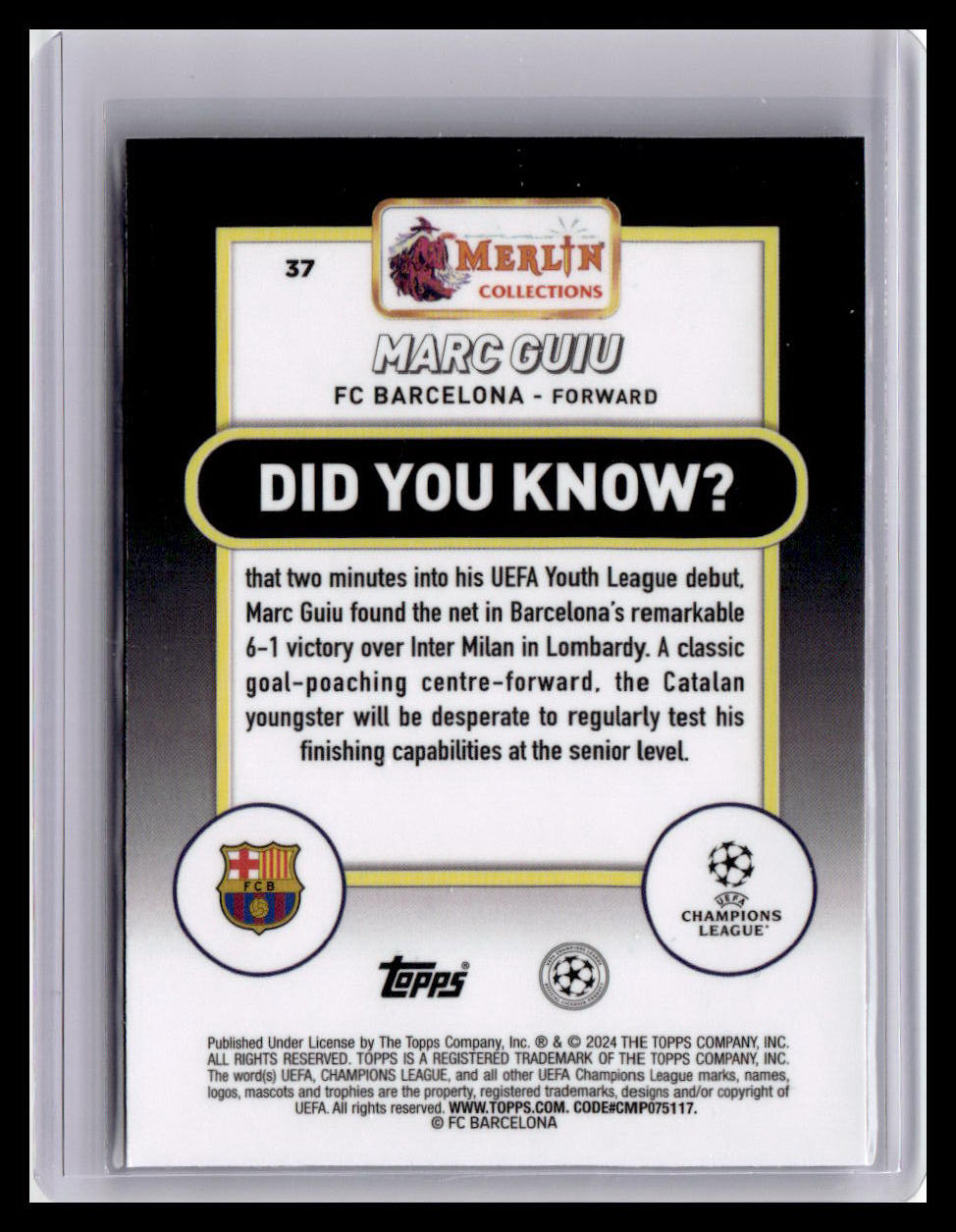 2023-24 Merlin UEFA Club Competitions #37 Marc Guiu (RC)