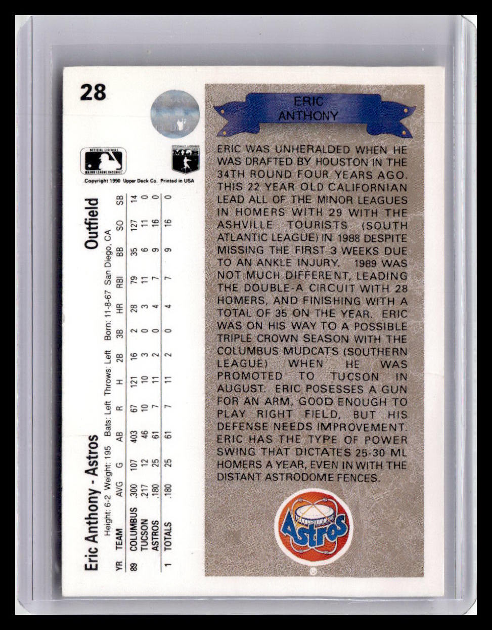 1990 Upper Deck #28 Eric Anthony