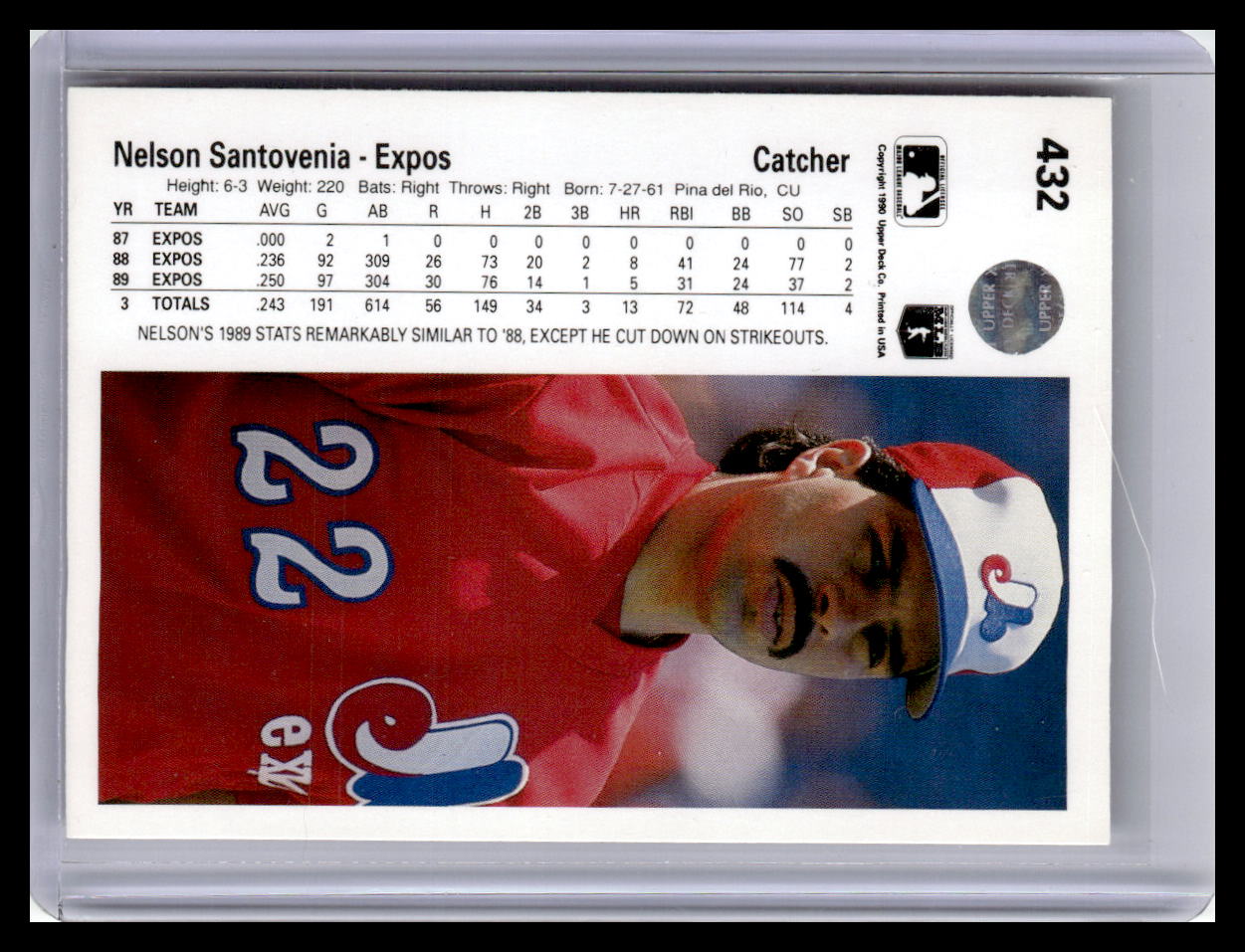 1990 Upper Deck #432 Nelson Santovenia