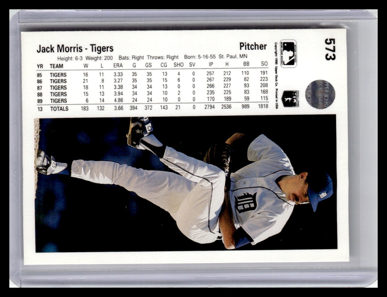 1990 Upper Deck #573 Jack Morris