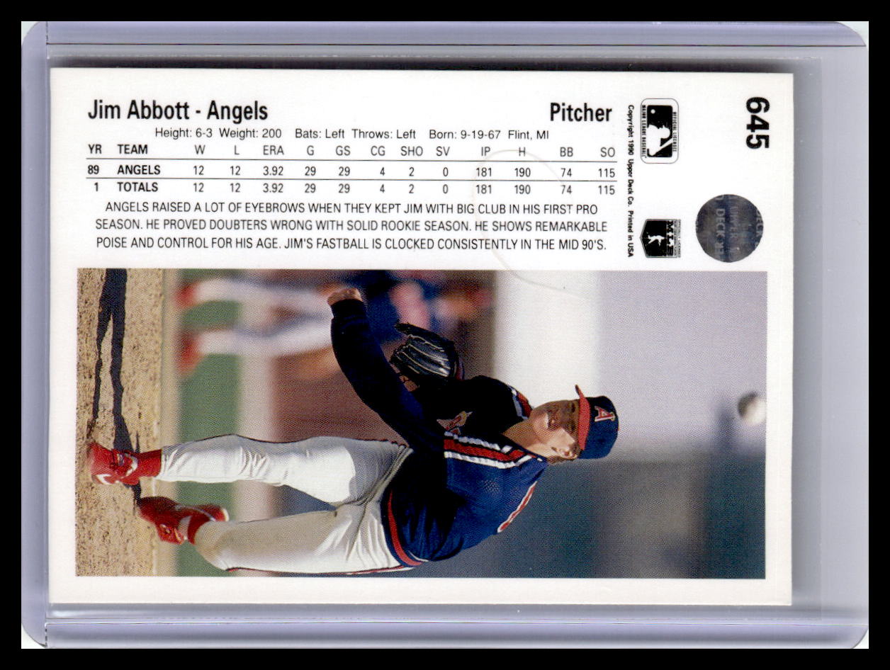 1990 Upper Deck #645 Jim Abbott