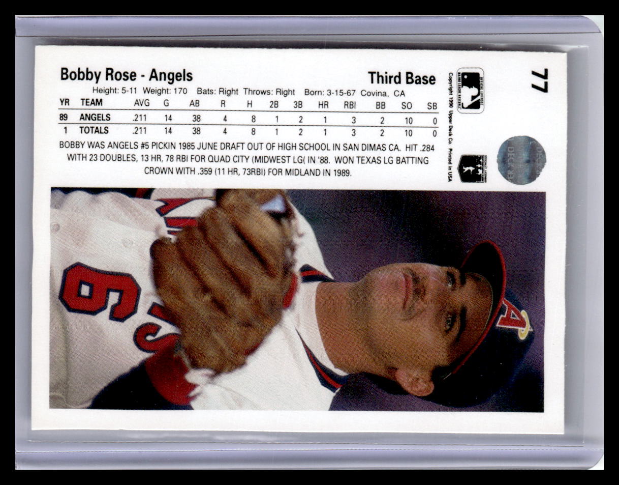 1990 Upper Deck #77 Bobby Rose