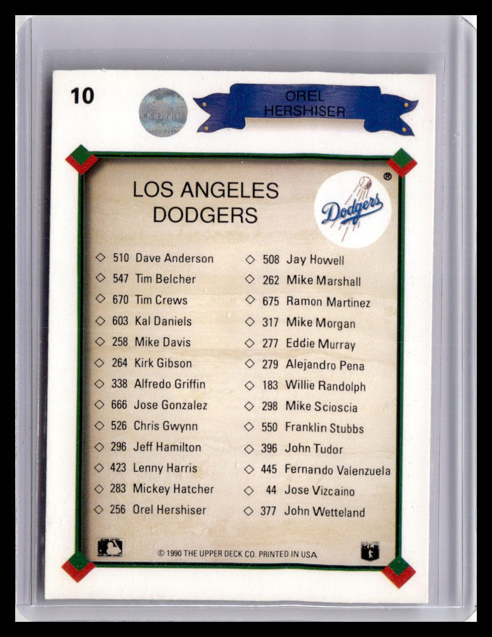 1990 Upper Deck #10 Orel Hershiser
