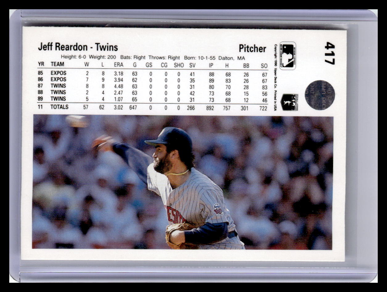 1990 Upper Deck #417 Jeff Reardon