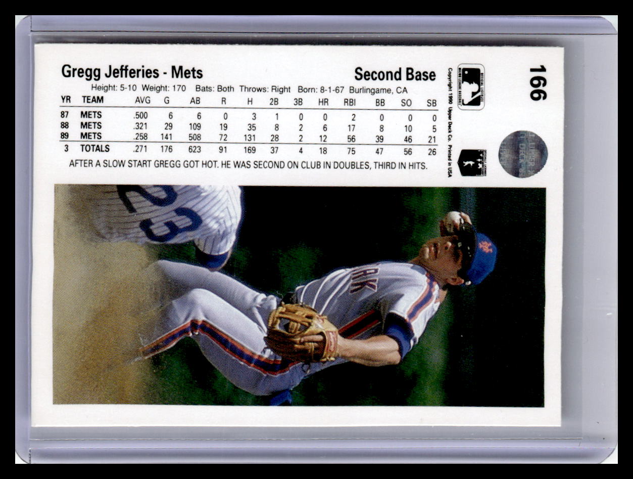 1990 Upper Deck #166b Gregg Jefferies