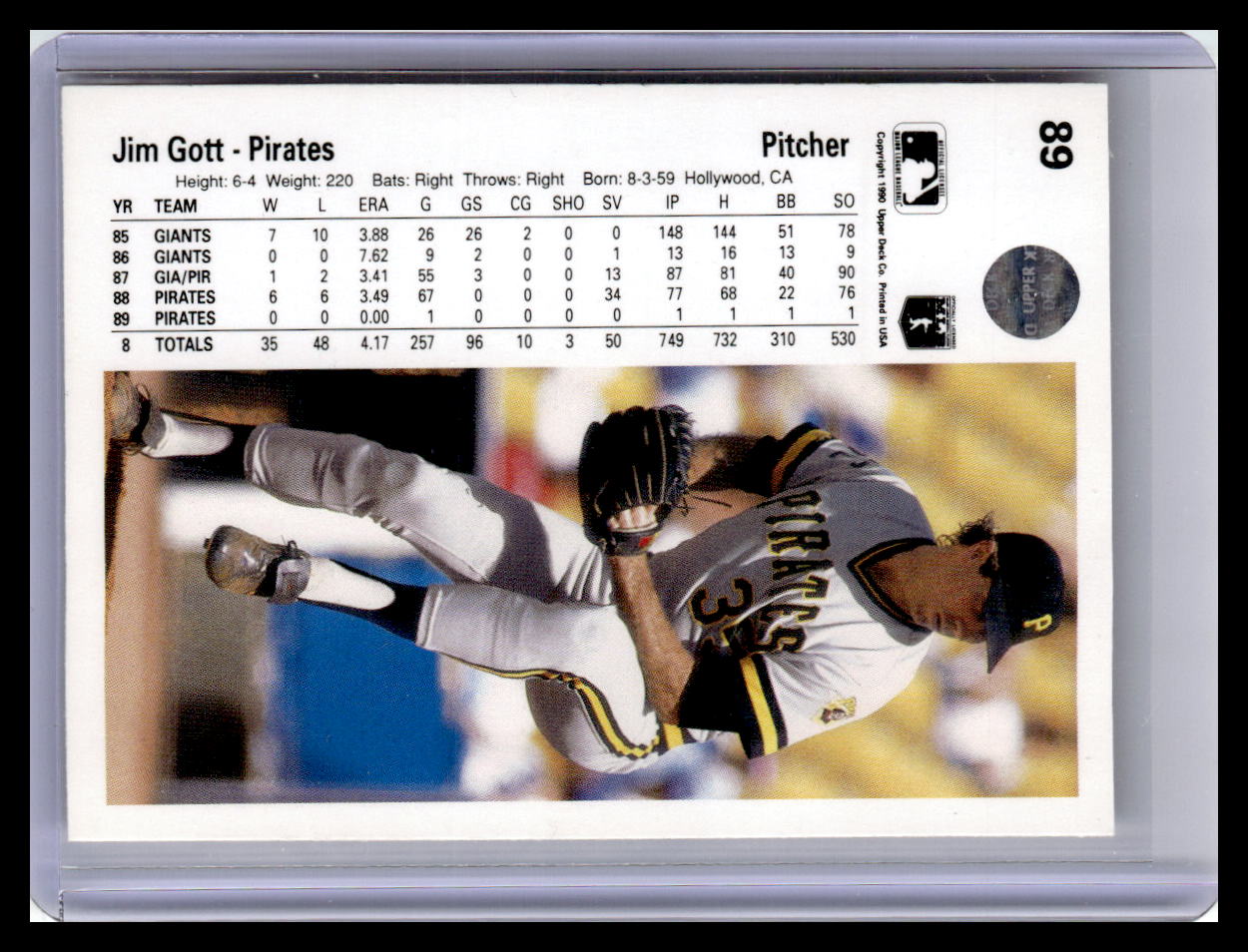 1990 Upper Deck #89b Jim Gott