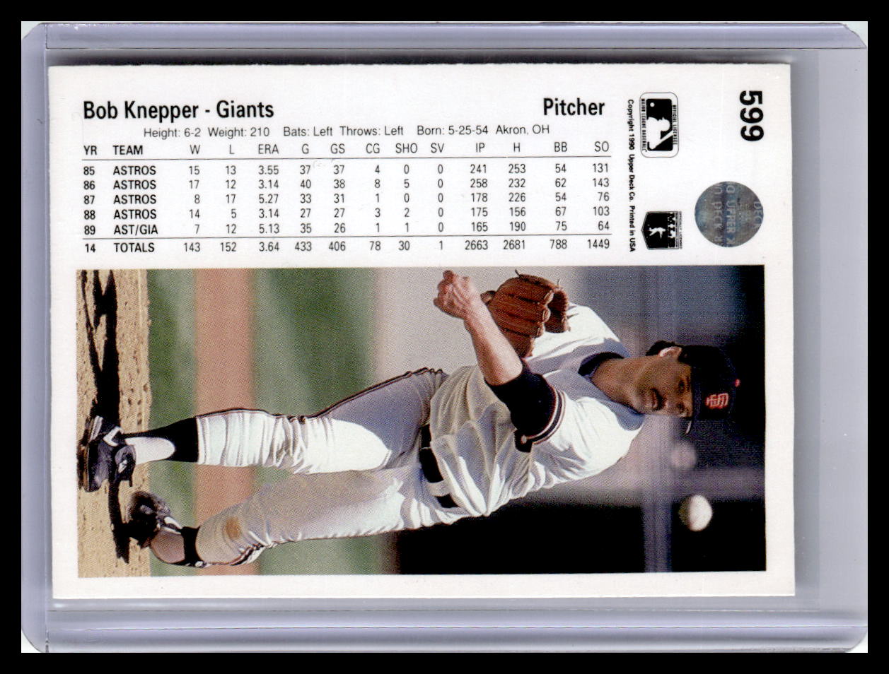 1990 Upper Deck #599 Bob Knepper