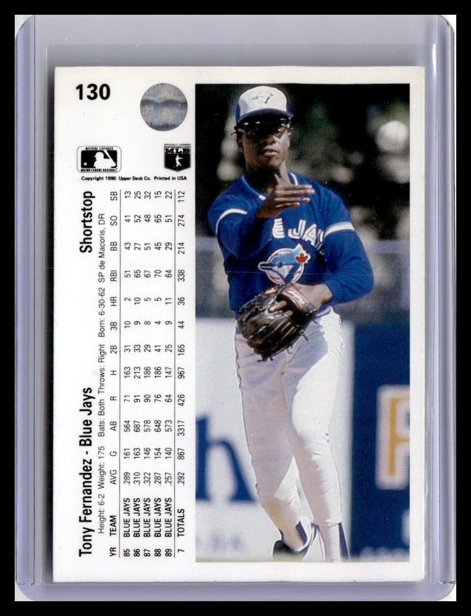 1990 Upper Deck #130b Tony Fernandez