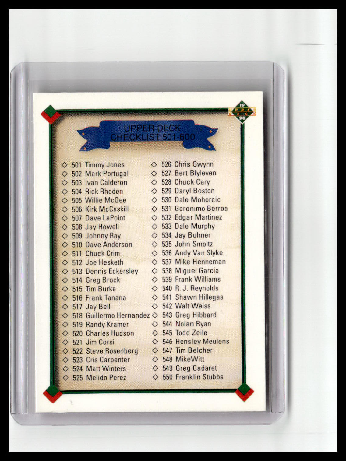 1990 Upper Deck #700a Checklist: 601-700