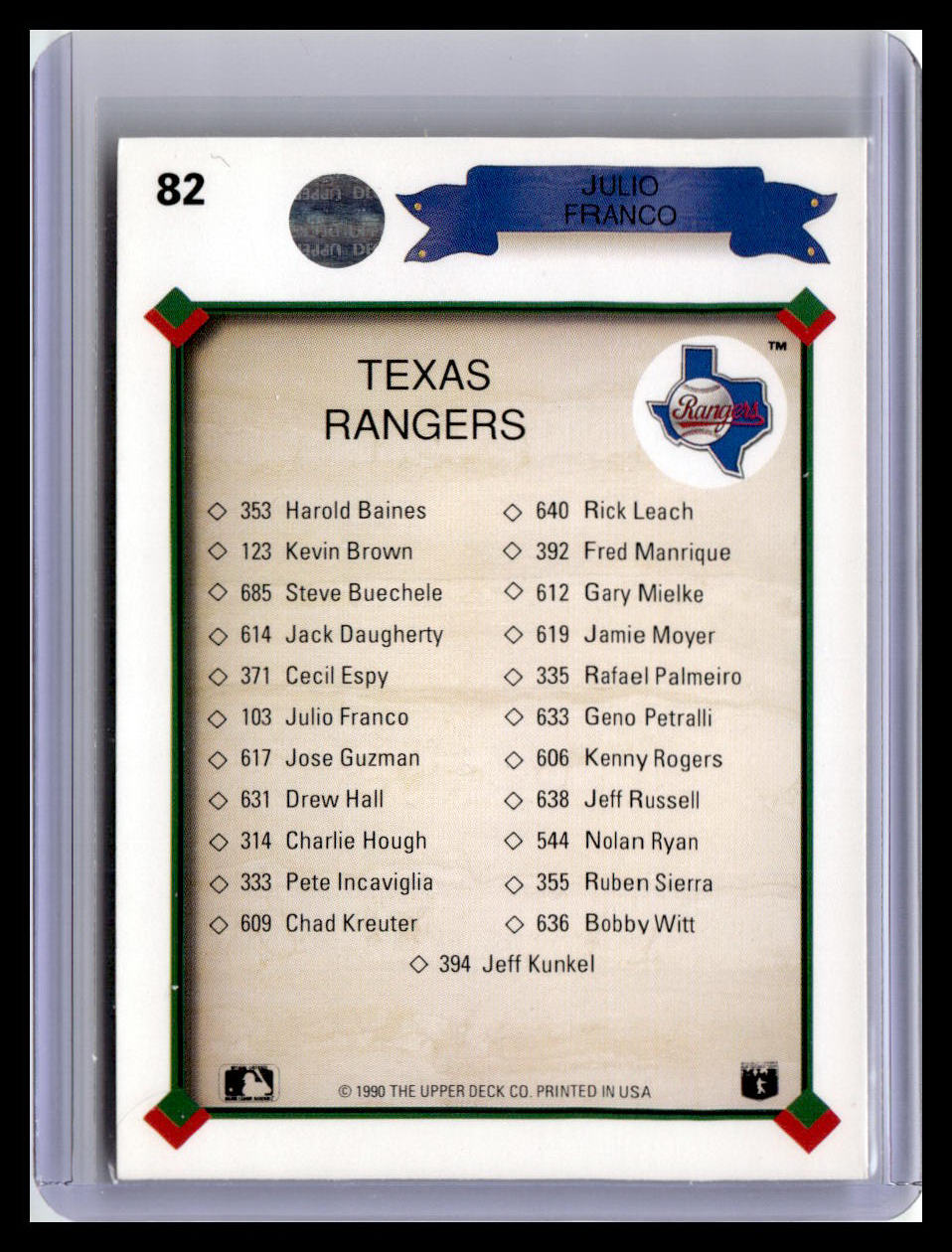 1990 Upper Deck #82 Julio Franco