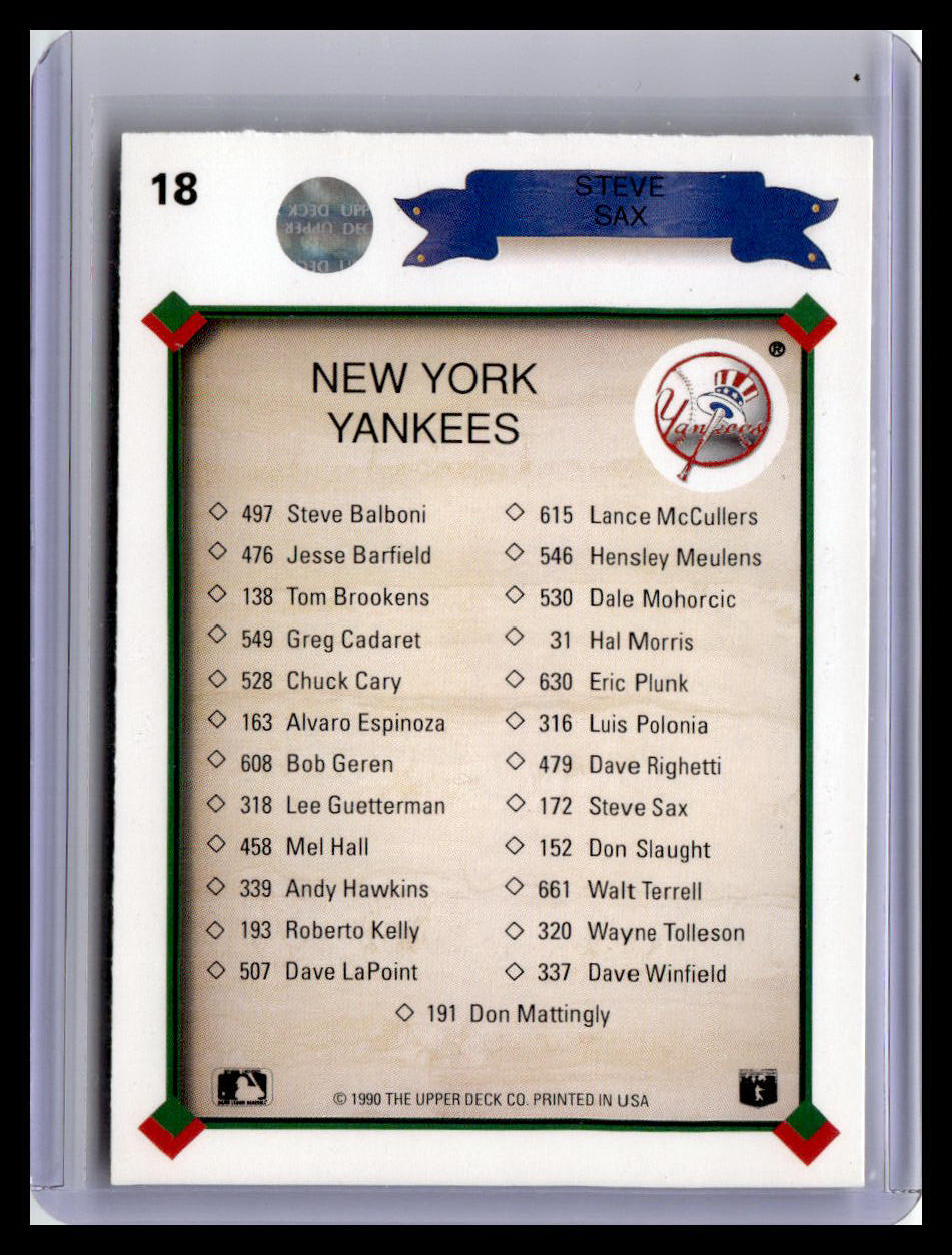 1990 Upper Deck #18 Steve Sax