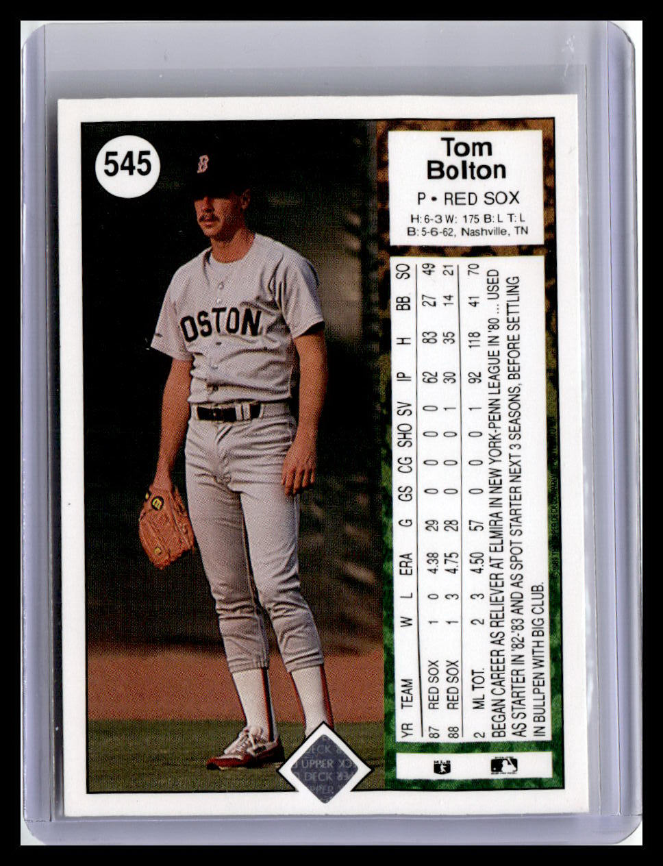 1989 Upper Deck #545 Tom Bolton