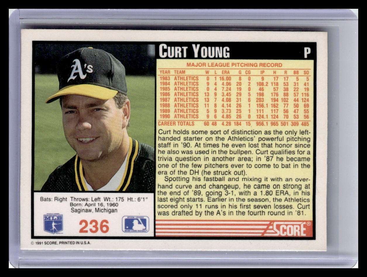 1991 Score #236 Curt Young