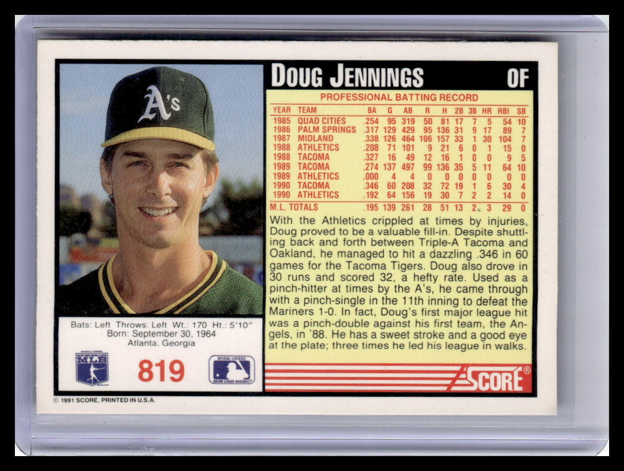 1991 Score #819 Doug Jennings