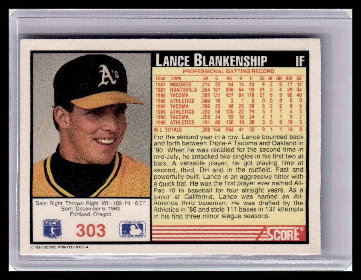 1991 Score #303 Lance Blankenship
