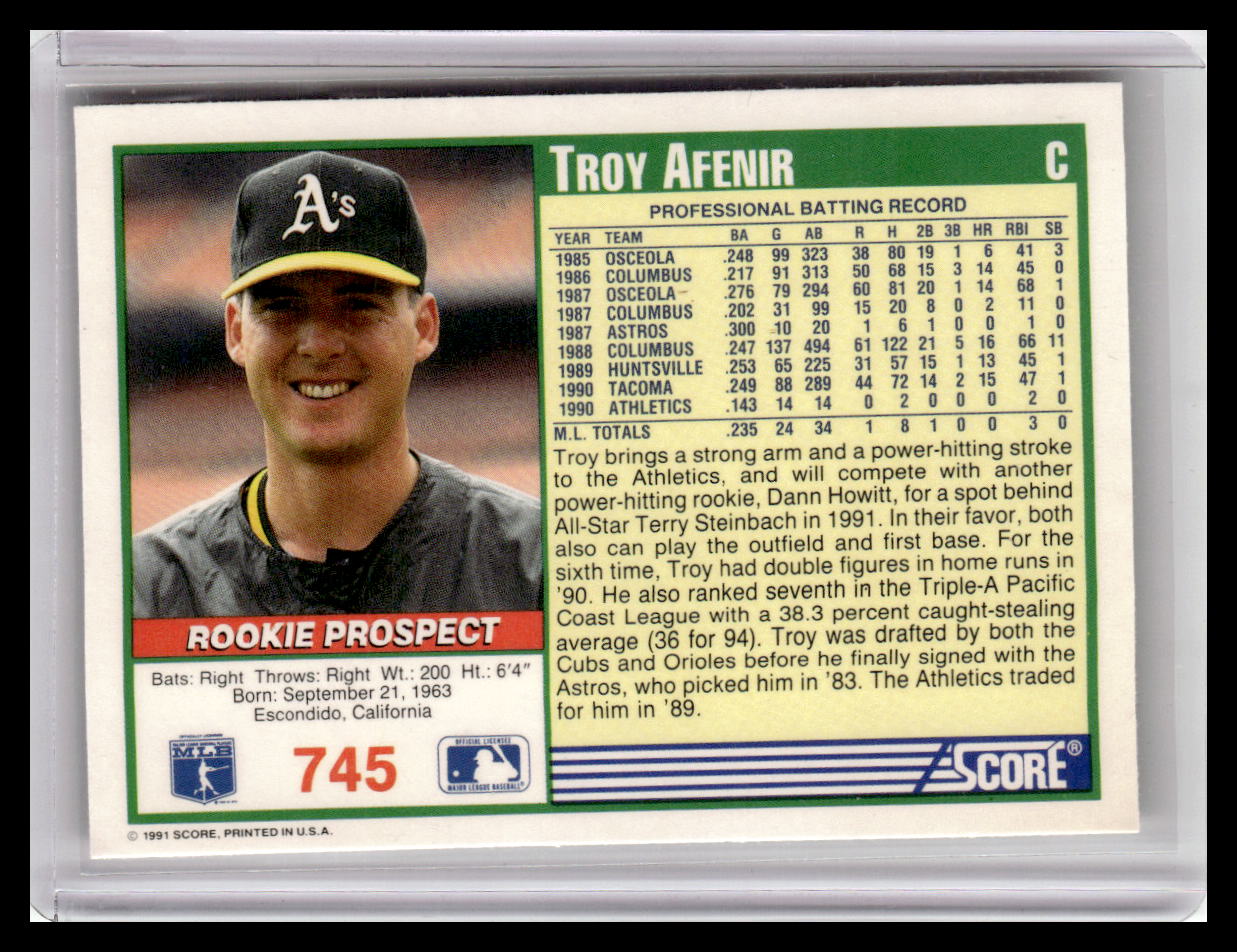 1991 Score #745 Troy Afenir