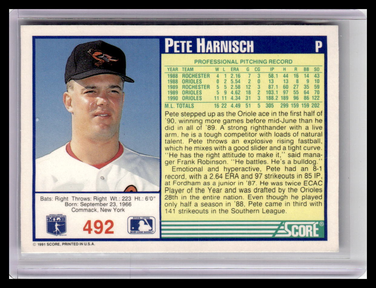 1991 Score #492 Pete Harnisch