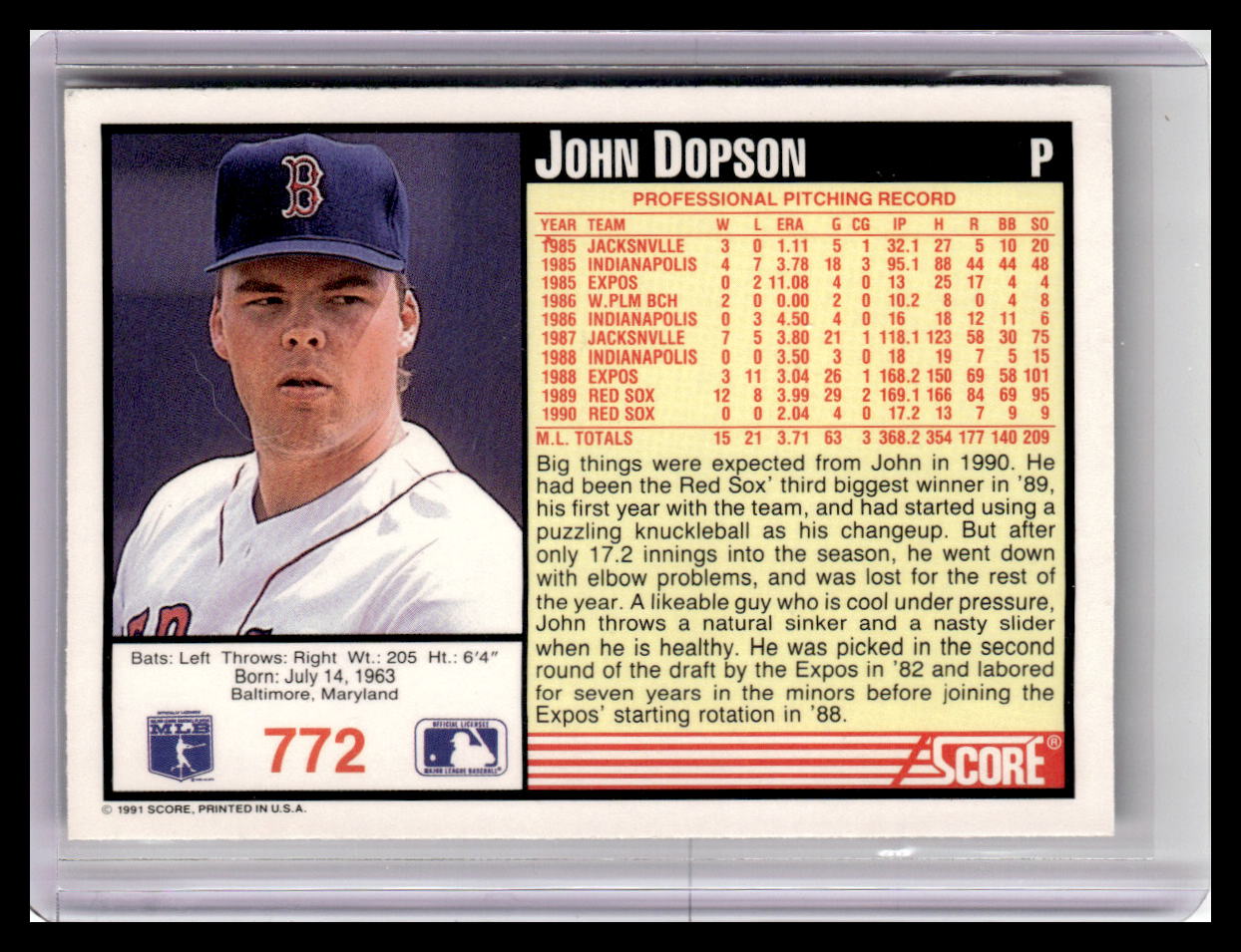 1991 Score #772 John Dopson