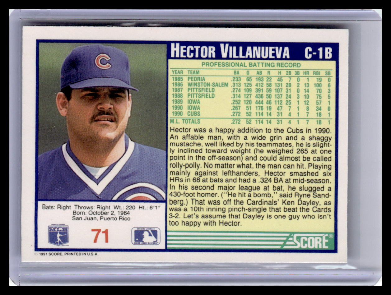 1991 Score #71 Hector Villanueva