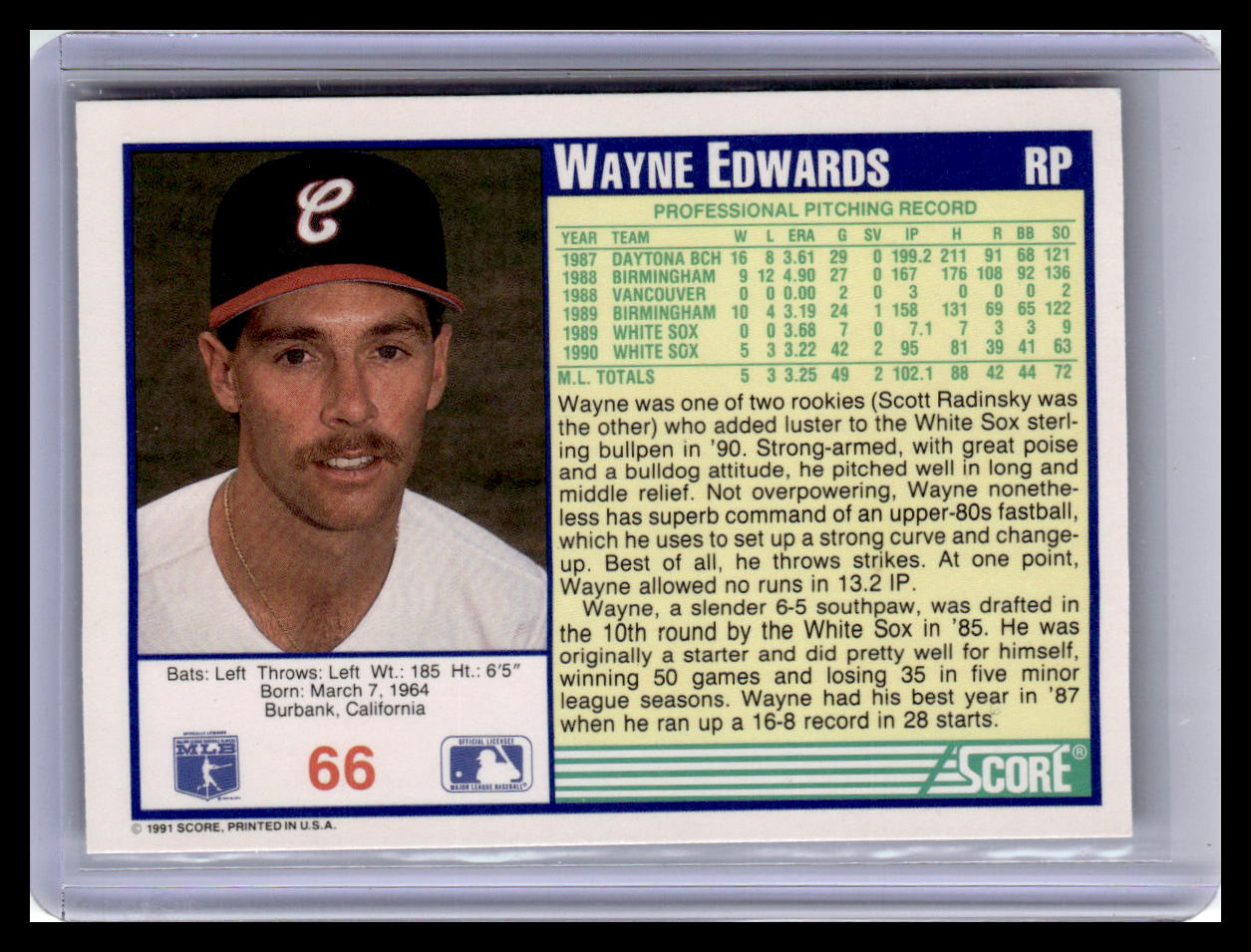 1991 Score #66 Wayne Edwards