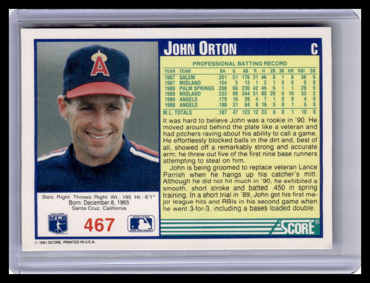 1991 Score #467 John Orton