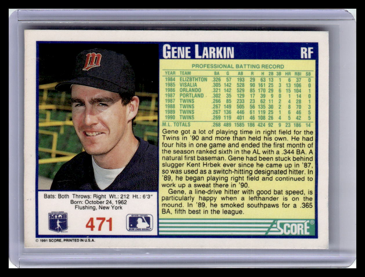 1991 Score #471 Gene Larkin