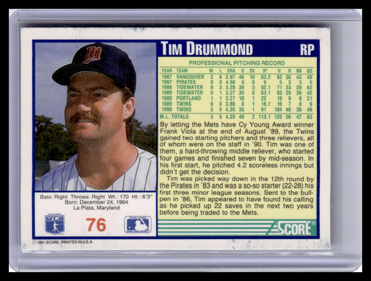 1991 Score #76 Tim Drummond