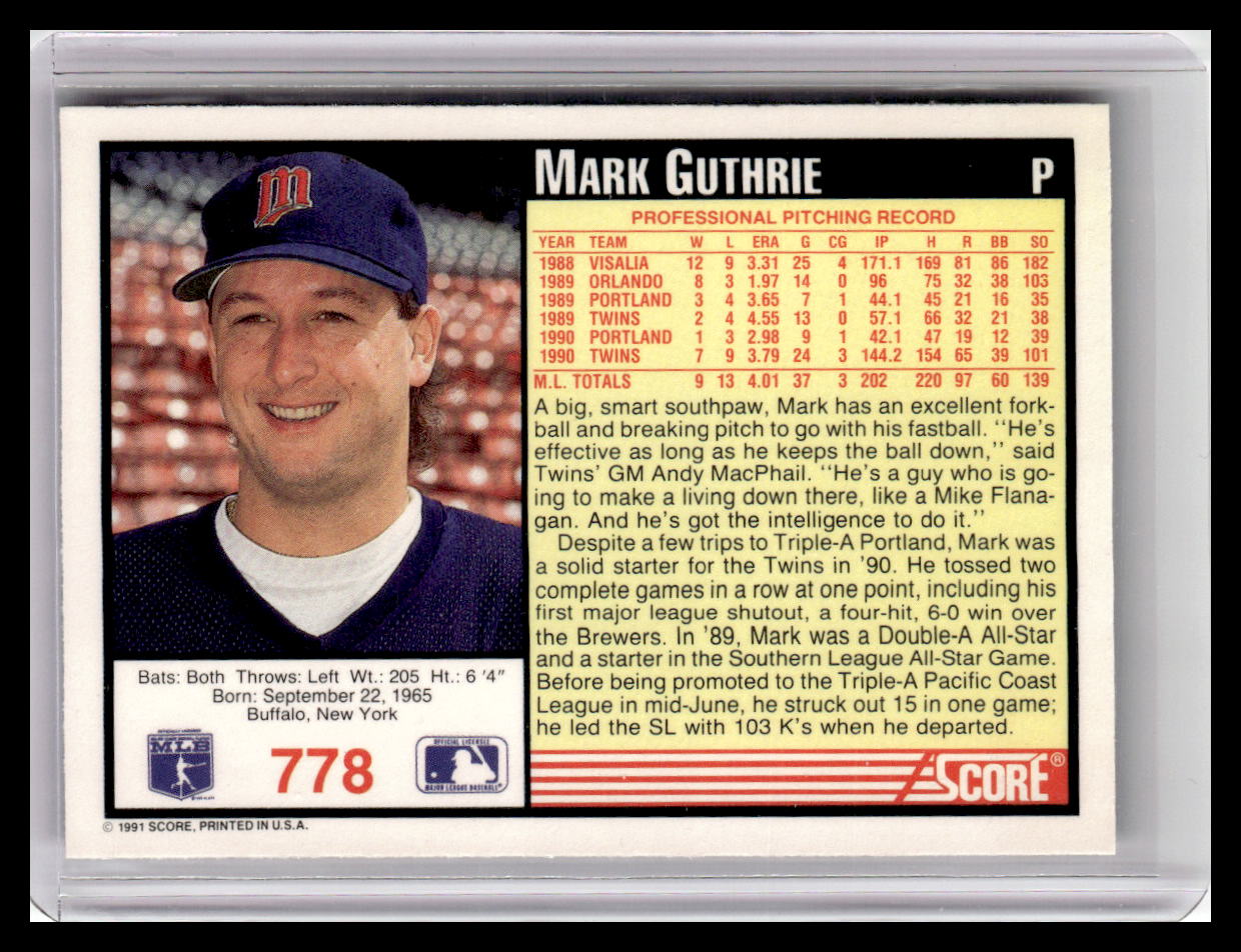 1991 Score #778 Mark Guthrie