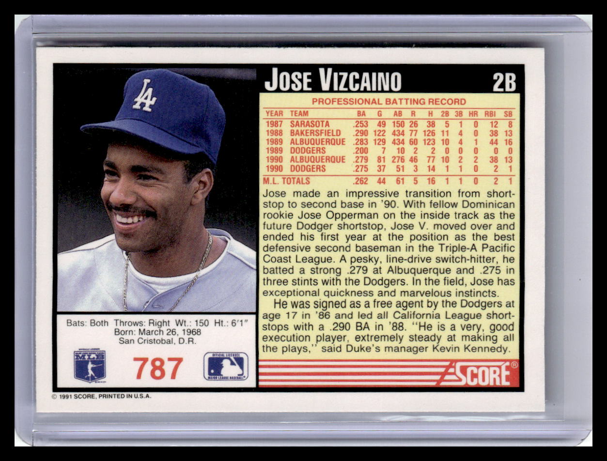 1991 Score #787 Jose Vizcaino