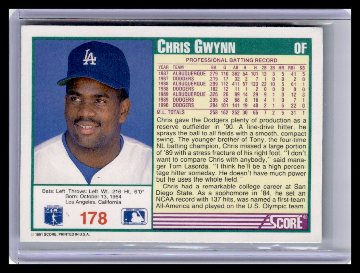 1991 Score #178 Chris Gwynn Promos