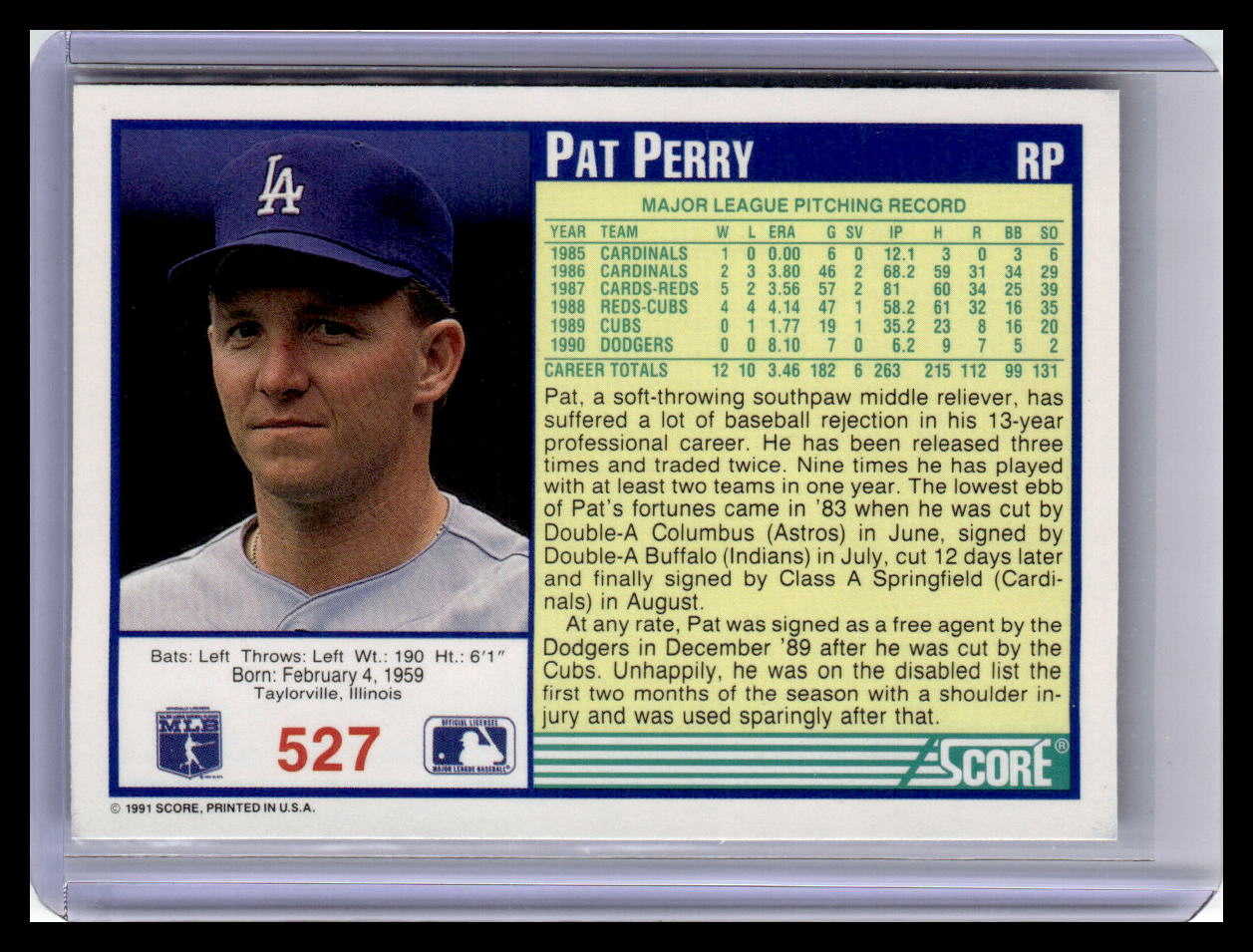 1991 Score #527 Pat Perry