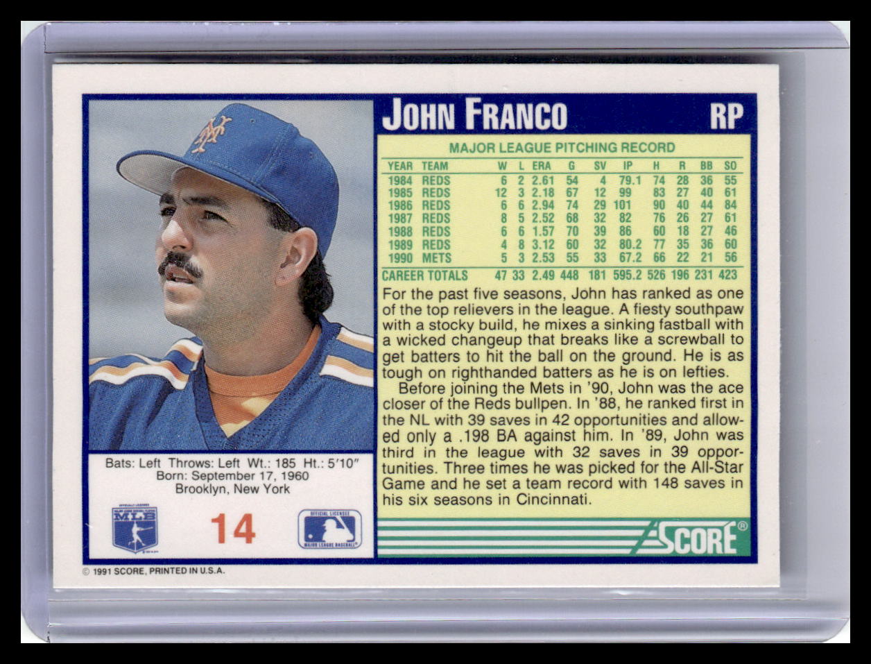 1991 Score #14 John Franco