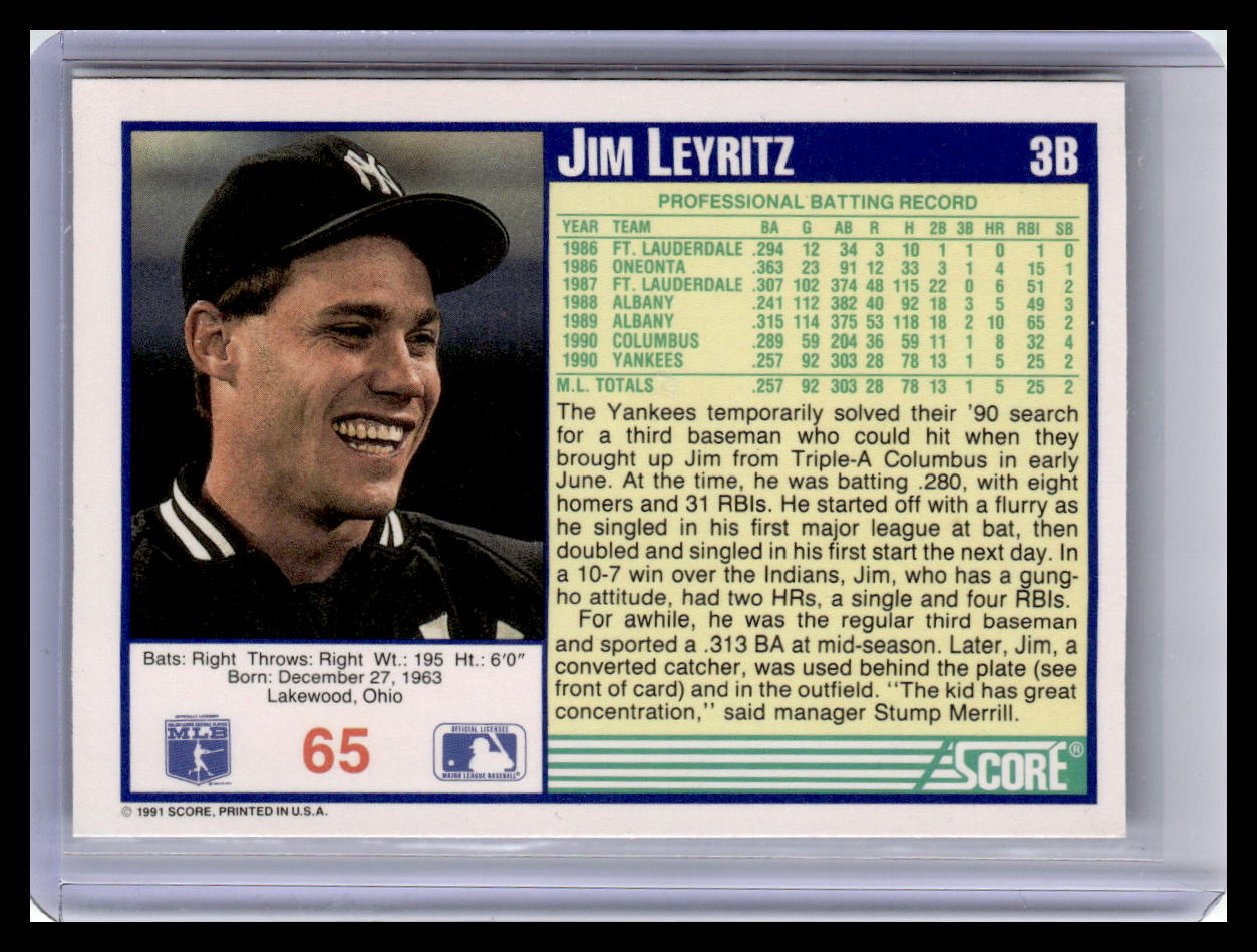 1991 Score #65 Jim Leyritz