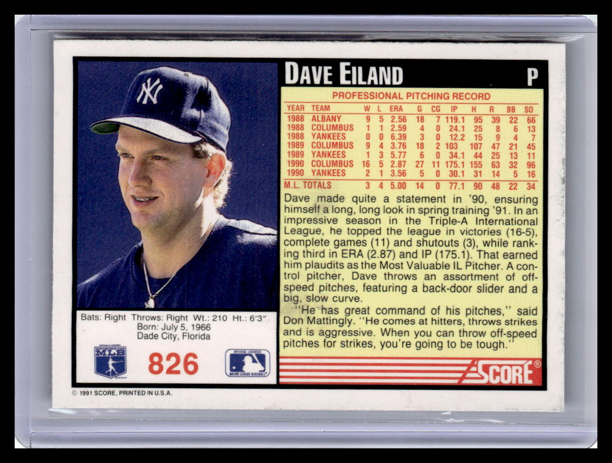 1991 Score #826 Dave Eiland